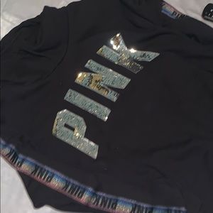 pink (victoria’s secret) hoodie.